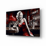 Marilyn in the Bar Glass Wall Art || Designer Collection