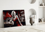 Marilyn in the Bar Glass Wall Art || Designer Collection