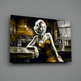 Marilyn in the Bar Glass Wall Art || Designer Collection