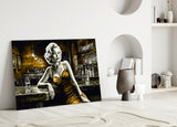 Marilyn in the Bar Glass Wall Art || Designer Collection