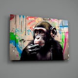 Thinking Monkey Glass Wall Art || Designer Collection