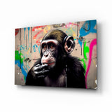 Arte della parete di vetro Monkey Thinking || Collezione di design