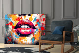 Red Lip Glass Wall Art || Designer Collection