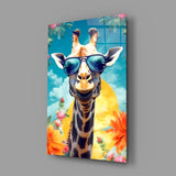 Cool Giraffe Glass Wall Art || Designer Collection