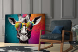 Cool Giraffe Glass Wall Art || Designer Collection