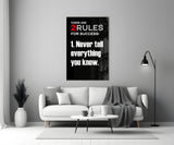 Rules of Success Glass Wall Art || Designer Collection