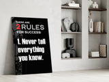 Rules of Success Glass Wall Art || Designer Collection