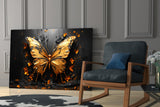 Golden Butterfly Glass Wall Art || Designer Collection