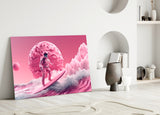 Pinky Space Glass Wall Art || Designer Collection