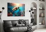 Sea Turtle Glass Wall Art || Designer Collection