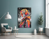 Music Girl Glass Wall Art || Designer Collection