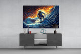 Surfing in Space Glass Wall Art || Designer Collection