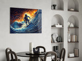 Surfing in Space Glass Wall Art || Designer Collection