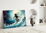 Surfing Glass Wall Art || Designer Collection