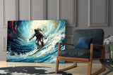 Surfing Glass Wall Art || Designer Collection