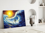 Waves Glass Wall Art || Designer Collection