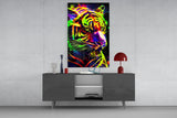 Neon Tiger Glass Wall Art|| Designer's Collection