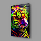 Neon Tiger Glass Wall Art|| Designer's Collection