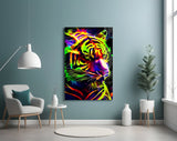 Neon Tiger Glass Wall Art|| Designer's Collection