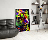 Neon Tiger Glass Wall Art|| Designer's Collection