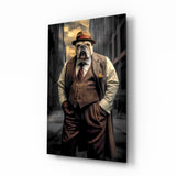 Bulldog in a Suit Glass Wall Art|| Designer's Collection