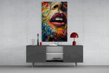 Lips and Flowers Glass Wall Art|| Designer's Collection