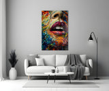 Lips and Flowers Glass Wall Art|| Designer's Collection