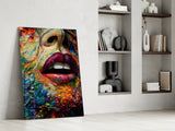 Lips and Flowers Glass Wall Art|| Designer's Collection