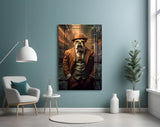 Bulldog in a Suit Glass Wall Art|| Designer's Collection