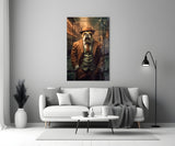 Bulldog in a Suit Glass Wall Art|| Designer's Collection