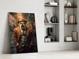 Bulldog in a Suit Glass Wall Art|| Designer's Collection