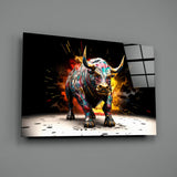 Bull Glass Wall Art|| Designer's Collection