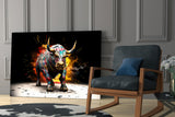 Bull Glass Wall Art|| Designer's Collection