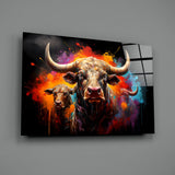 Bull Glass Wall Art|| Designer's Collection