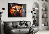 Bull Glass Wall Art|| Designer's Collection