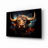 Bull Glass Wall Art|| Designer's Collection