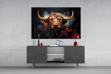 Bull Glass Wall Art|| Designer's Collection