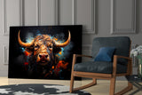 Bull Glass Wall Art|| Designer's Collection