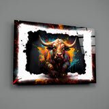 Bull Glass Wall Art|| Designer's Collection