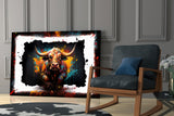 Bull Glass Wall Art|| Designer's Collection