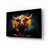 Bull Glass Wall Art|| Designer's Collection