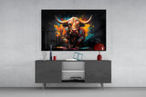 Bull Glass Wall Art|| Designer's Collection