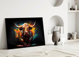 Bull Glass Wall Art|| Designer's Collection