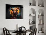 Bull Glass Wall Art|| Designer's Collection