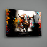 Bull Glass Wall Art|| Designer's Collection