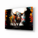 Bull Glass Wall Art|| Designer's Collection