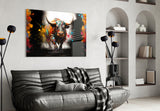 Bull Glass Wall Art|| Designer's Collection