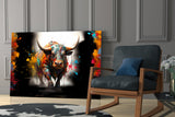 Bull Glass Wall Art|| Designer's Collection