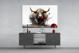 Bull Glass Wall Art|| Designer's Collection