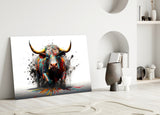 Bull Glass Wall Art|| Designer's Collection